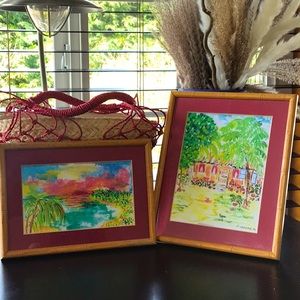 Two small watercolor landscape paintings
